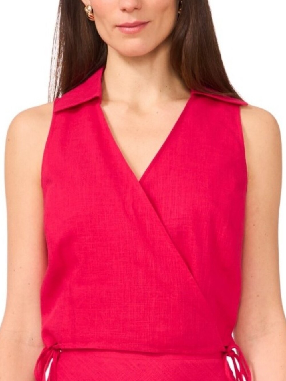 1.state Women's Collared Crossover Cropped Top - MagentaSizes XS, S, M NWT